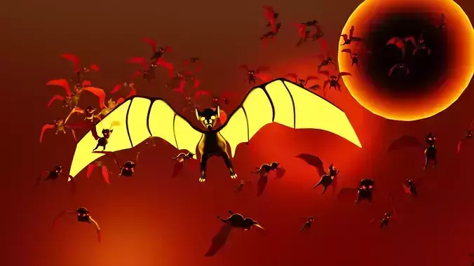Mythical Black Sun Giant Bat Low-poly 3D model