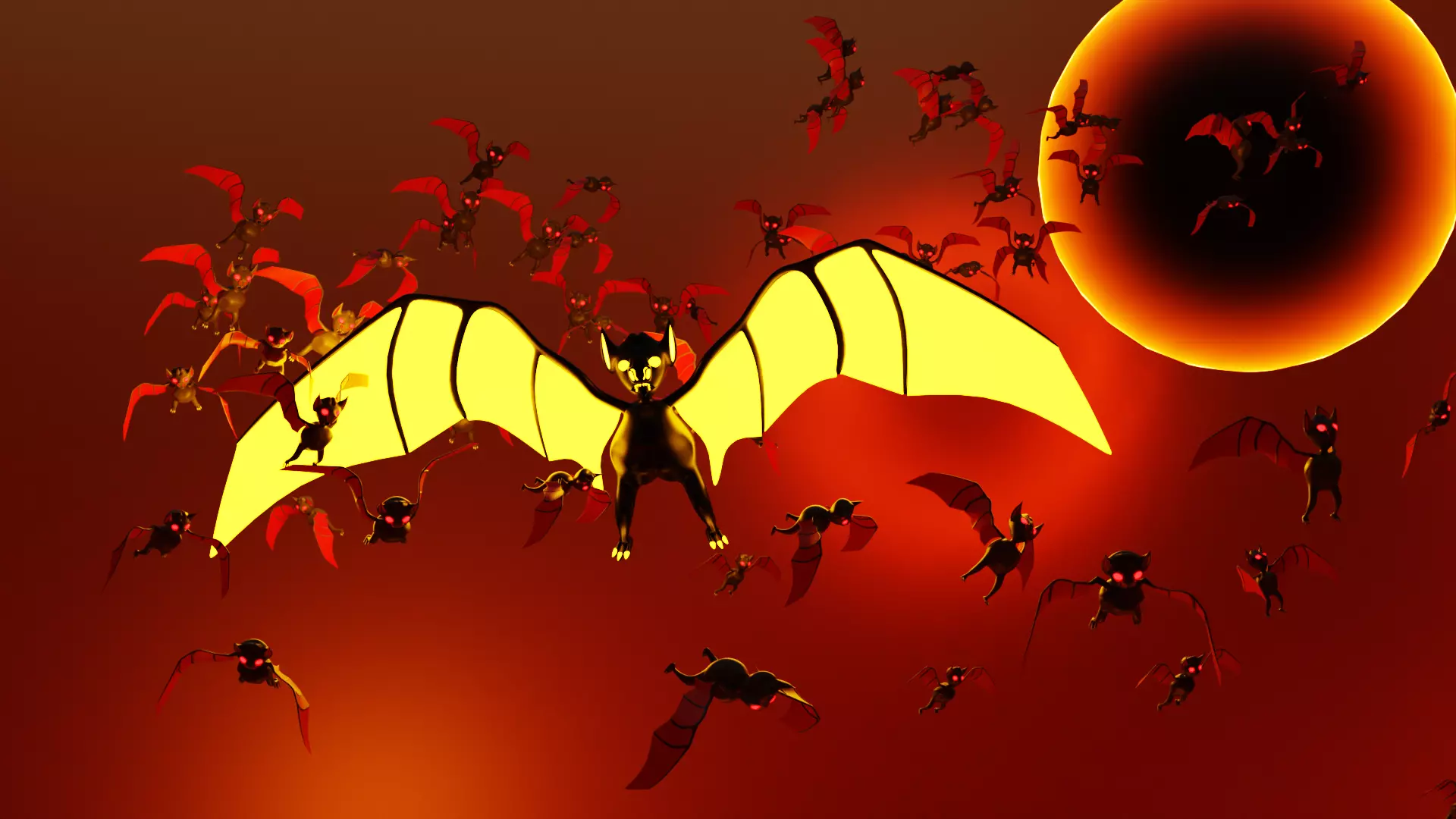 Mythical Black Sun Giant Bat Low-poly 3D model_0