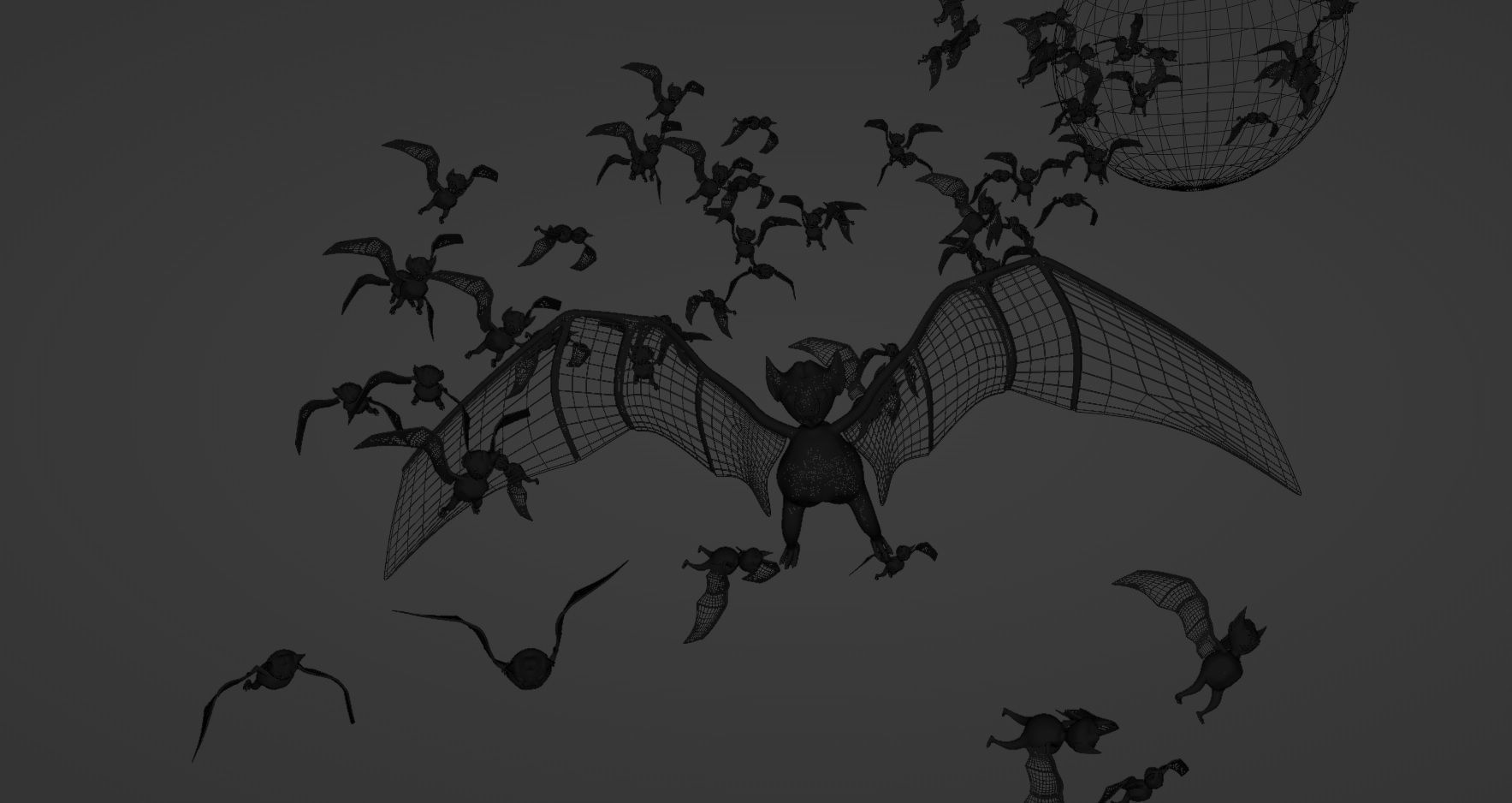 Mythical Black Sun Giant Bat Low-poly 3D model_2