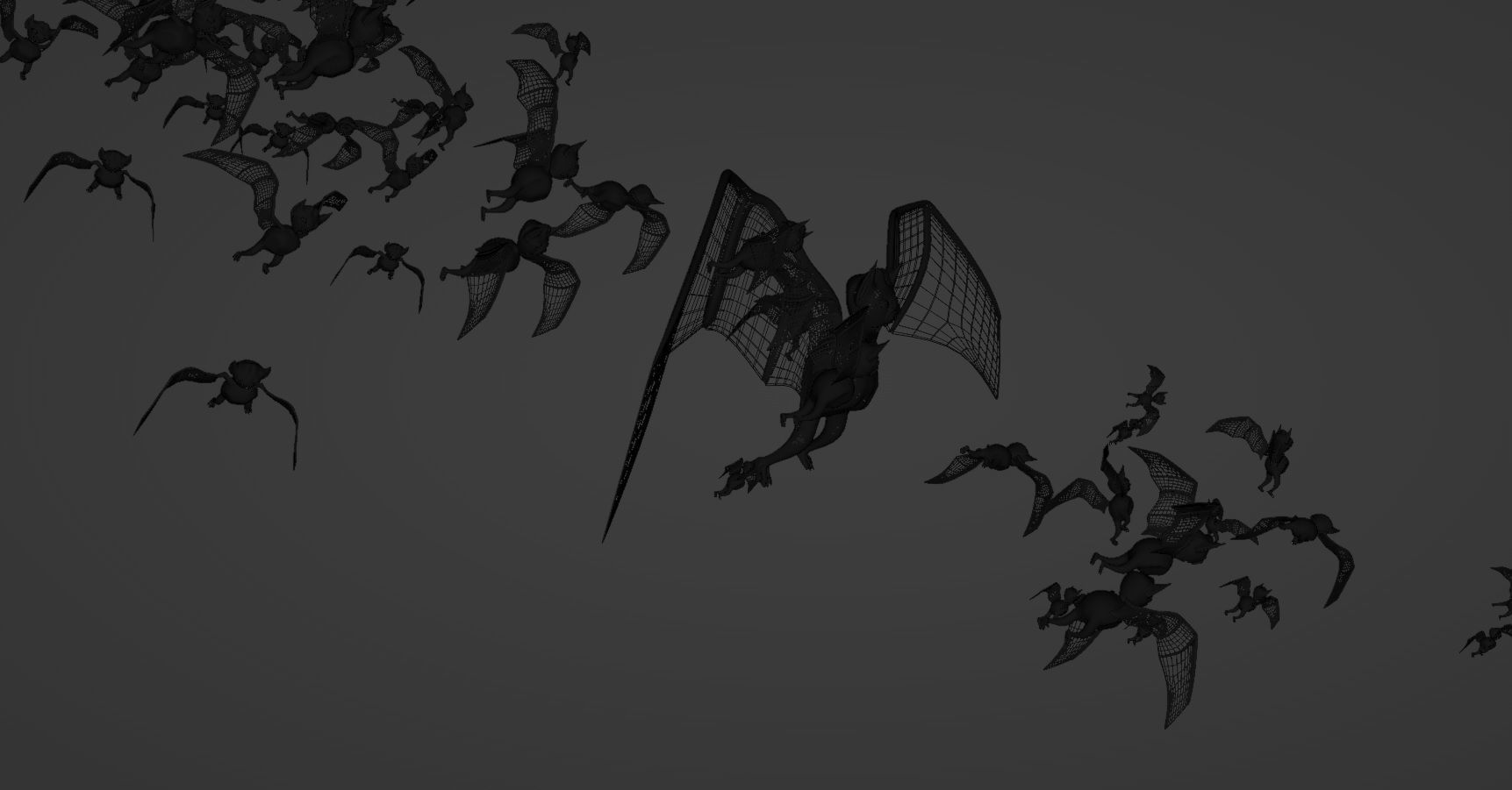 Mythical Black Sun Giant Bat Low-poly 3D model_4