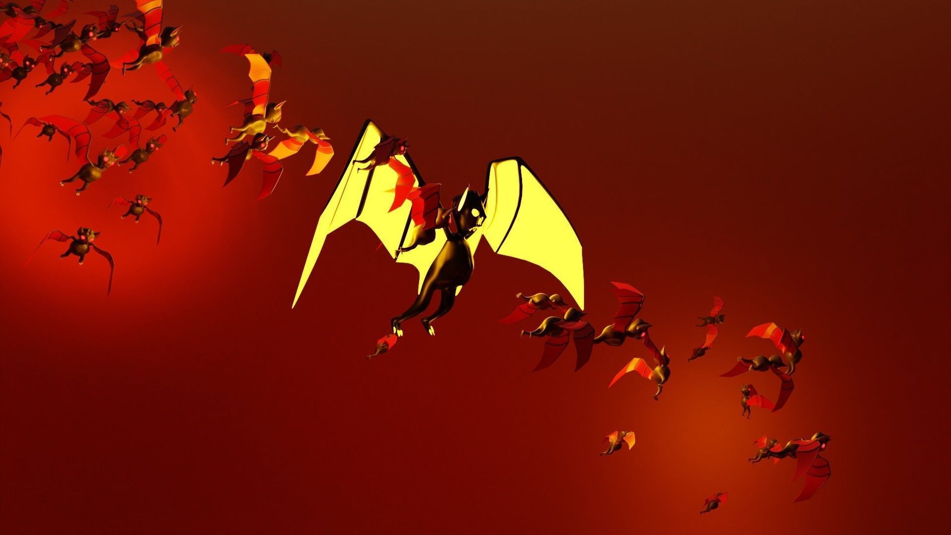Mythical Black Sun Giant Bat Low-poly 3D model_3