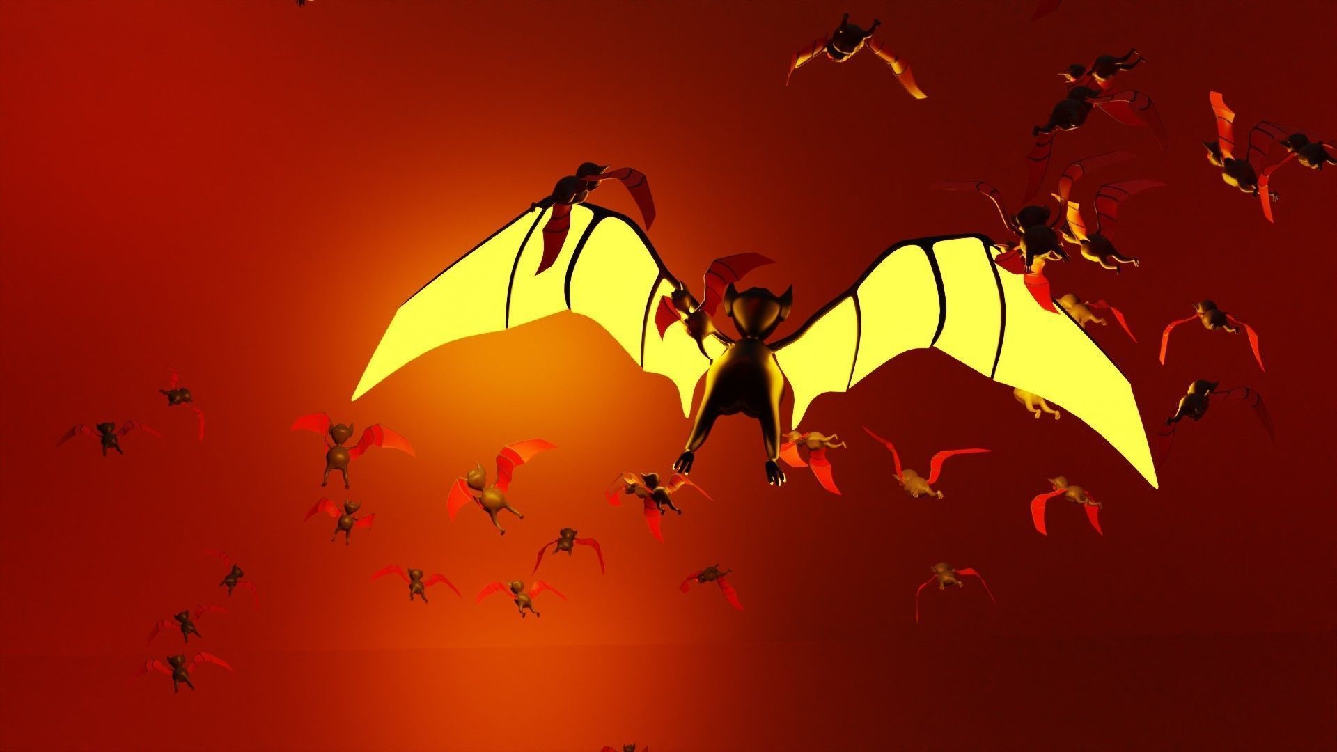 Mythical Black Sun Giant Bat Low-poly 3D model_5