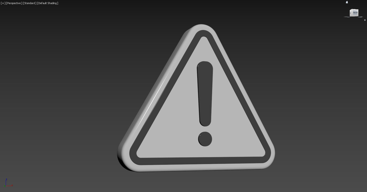 Warning sign Low-poly 3D model_1