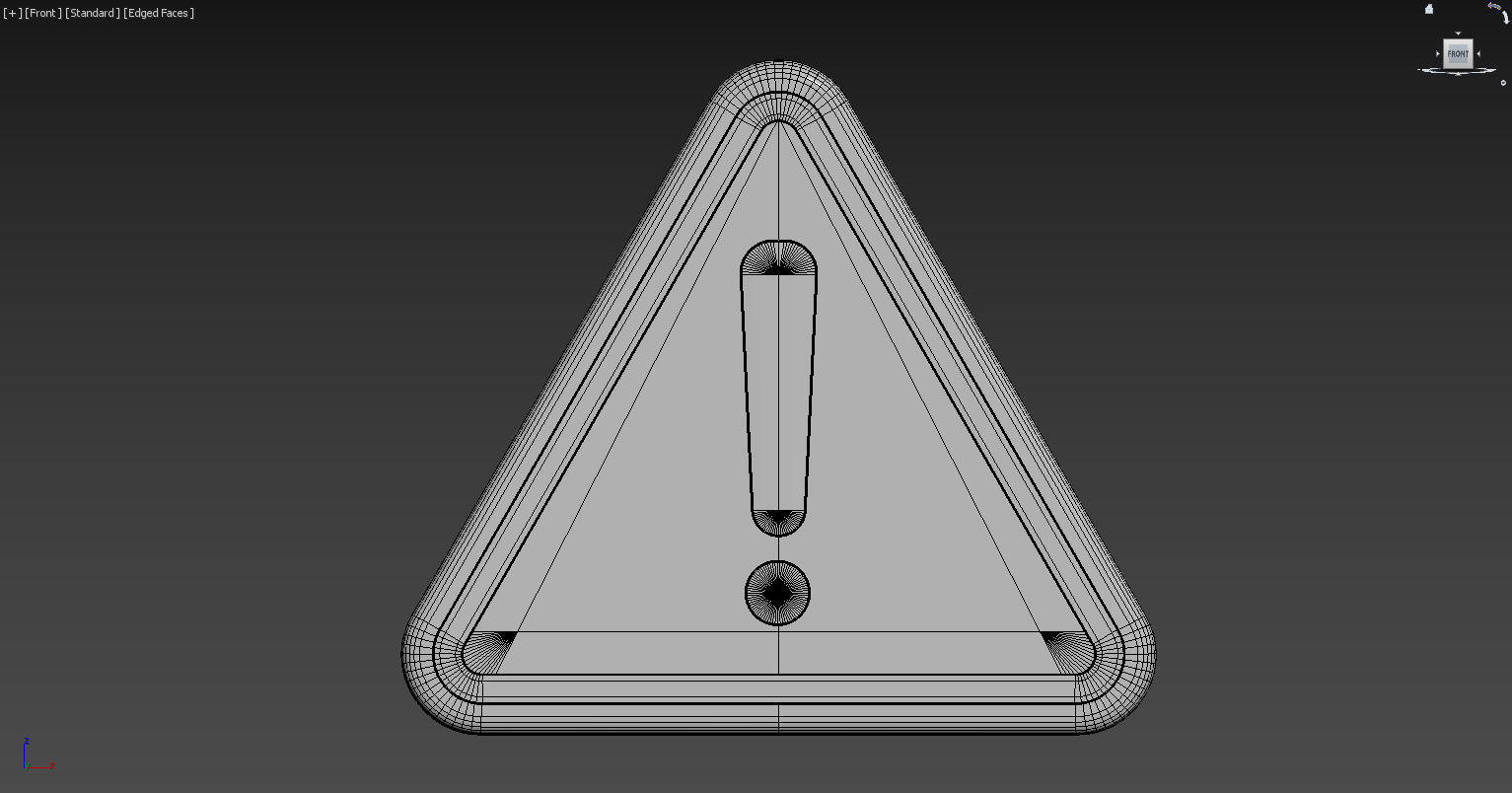 Warning sign Low-poly 3D model_5
