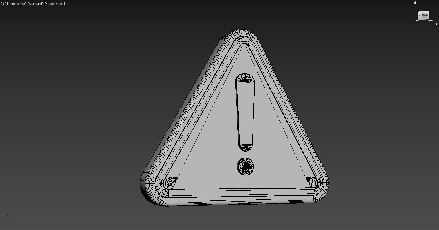 Warning sign Low-poly 3D model_2