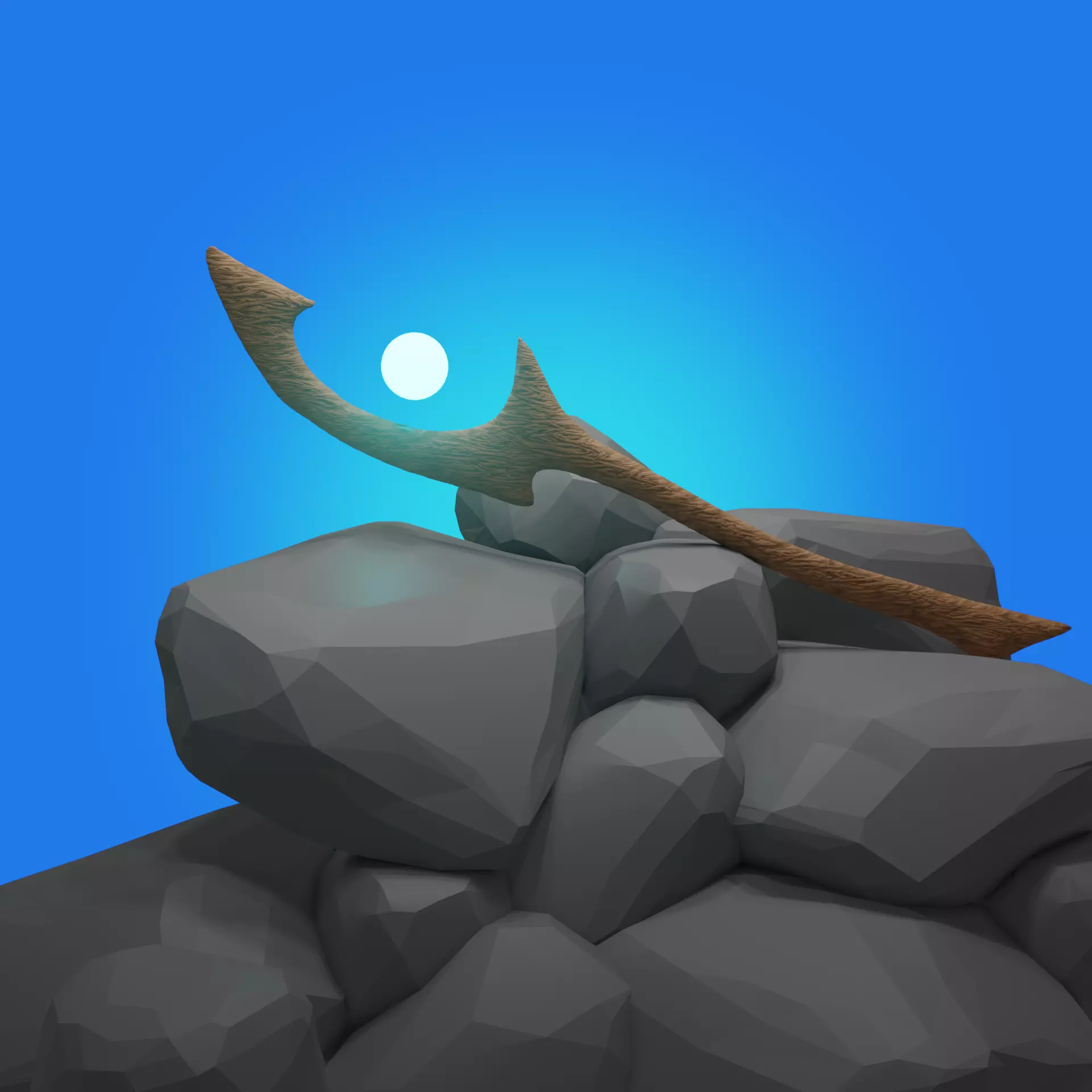 Magic Staff Low Poly Game Ready Free low-poly 3D model