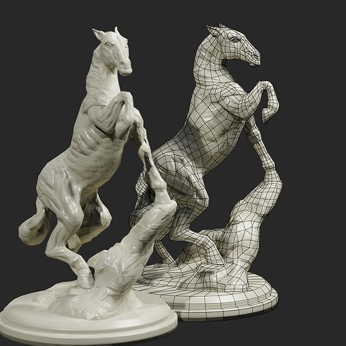 Low Poly Horse Statue Low-poly 3D model