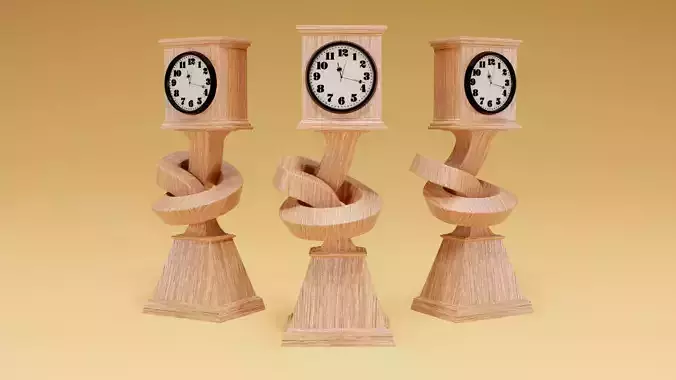 Wooden Clock - Vintage Clock - Game Ready Object