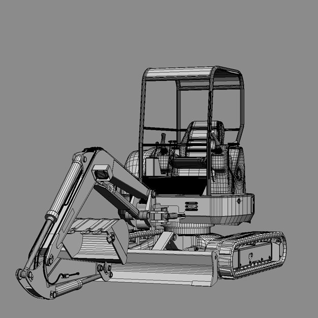 Mini Excavator Hitachi EX50U 3D model_4