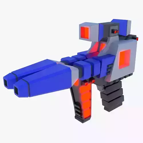 Sci-Fi Gun Game Ready Low-Poly 3D Model Gun 3D Model Low-poly 3D model