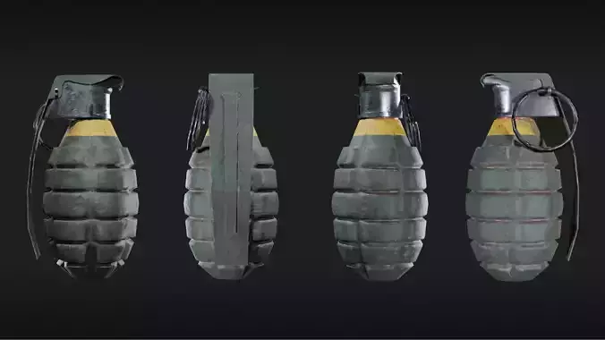 MK2 Grenade game asset Low-poly 3D model