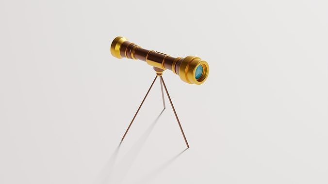 Low-Poly Cartoony Classic Telescope Free 3D model