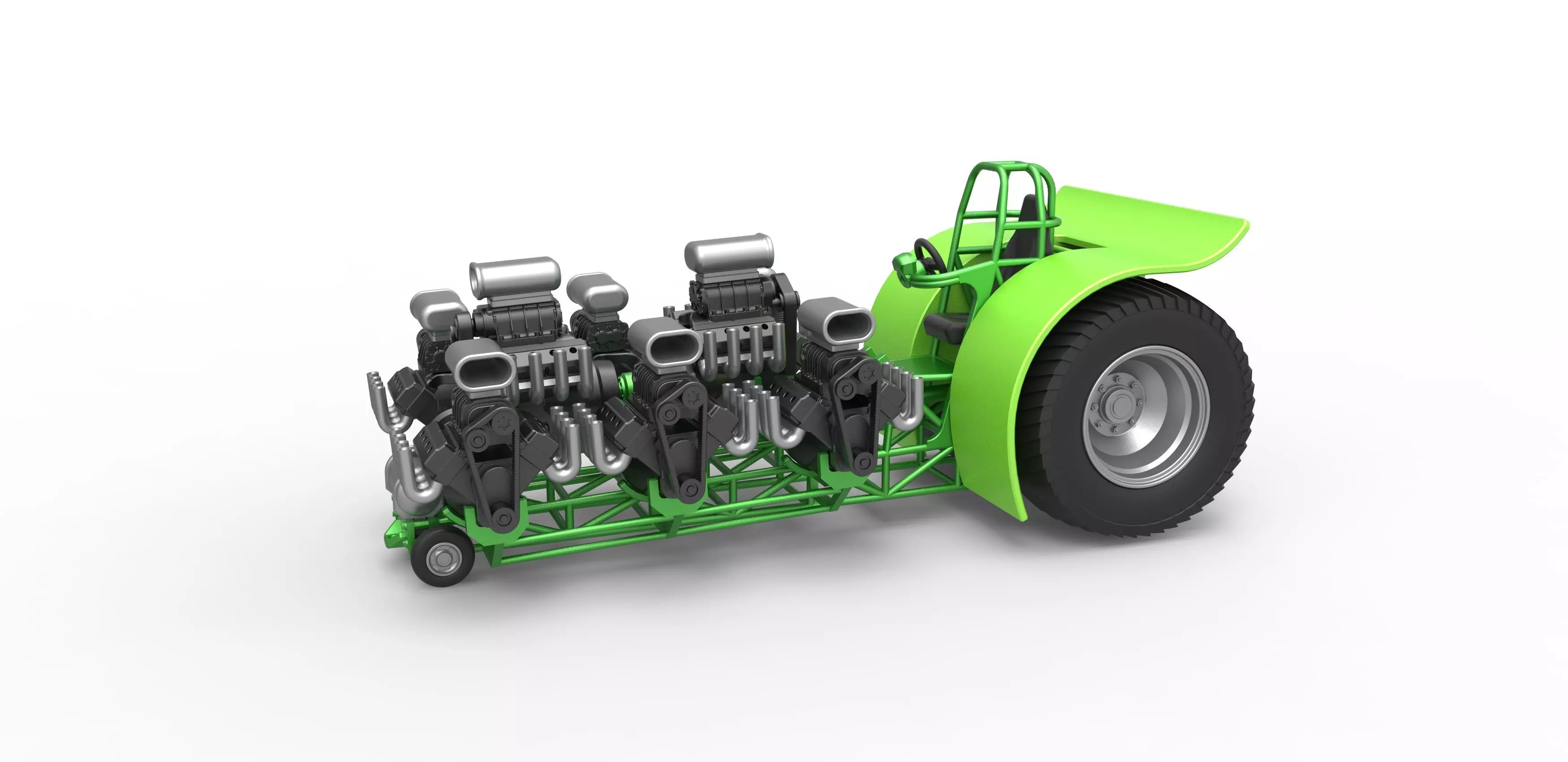Pulling tractor with 8 engines V8 Scale 1 to 25 3D print model