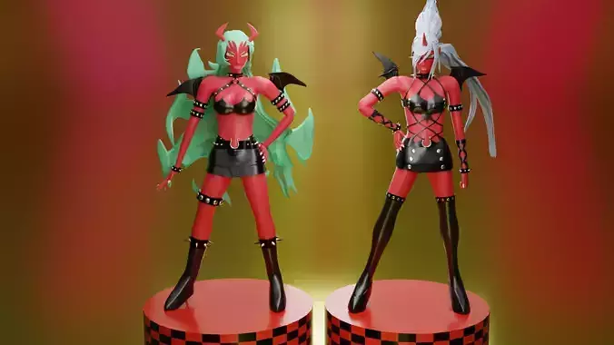 Scanty and Kneesocks Daemon Low-poly 3D model