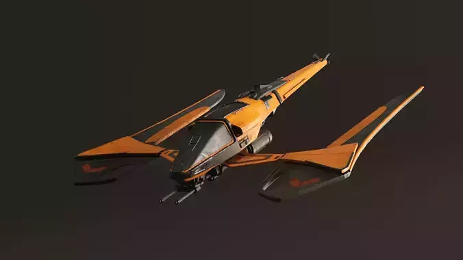 Spaceship orange and flying