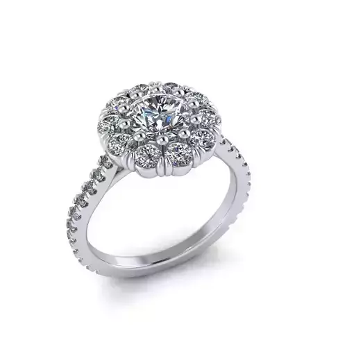 Round halo Engagement ring 