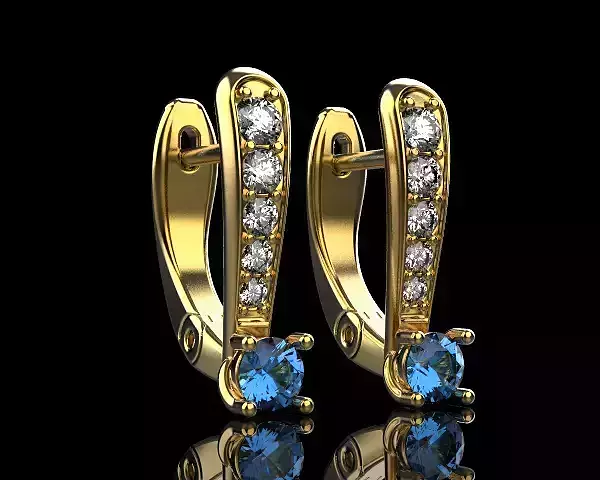 Earrings topaz and diamond gold