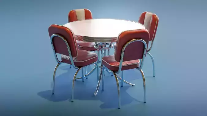 Retro Diner Table Set Low-poly 3D model
