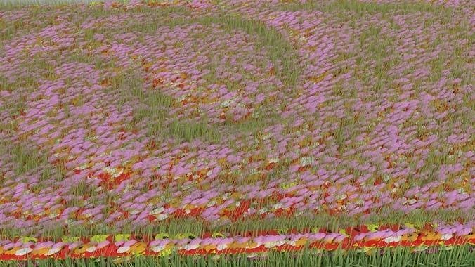 3d flower meadow Free 3D model