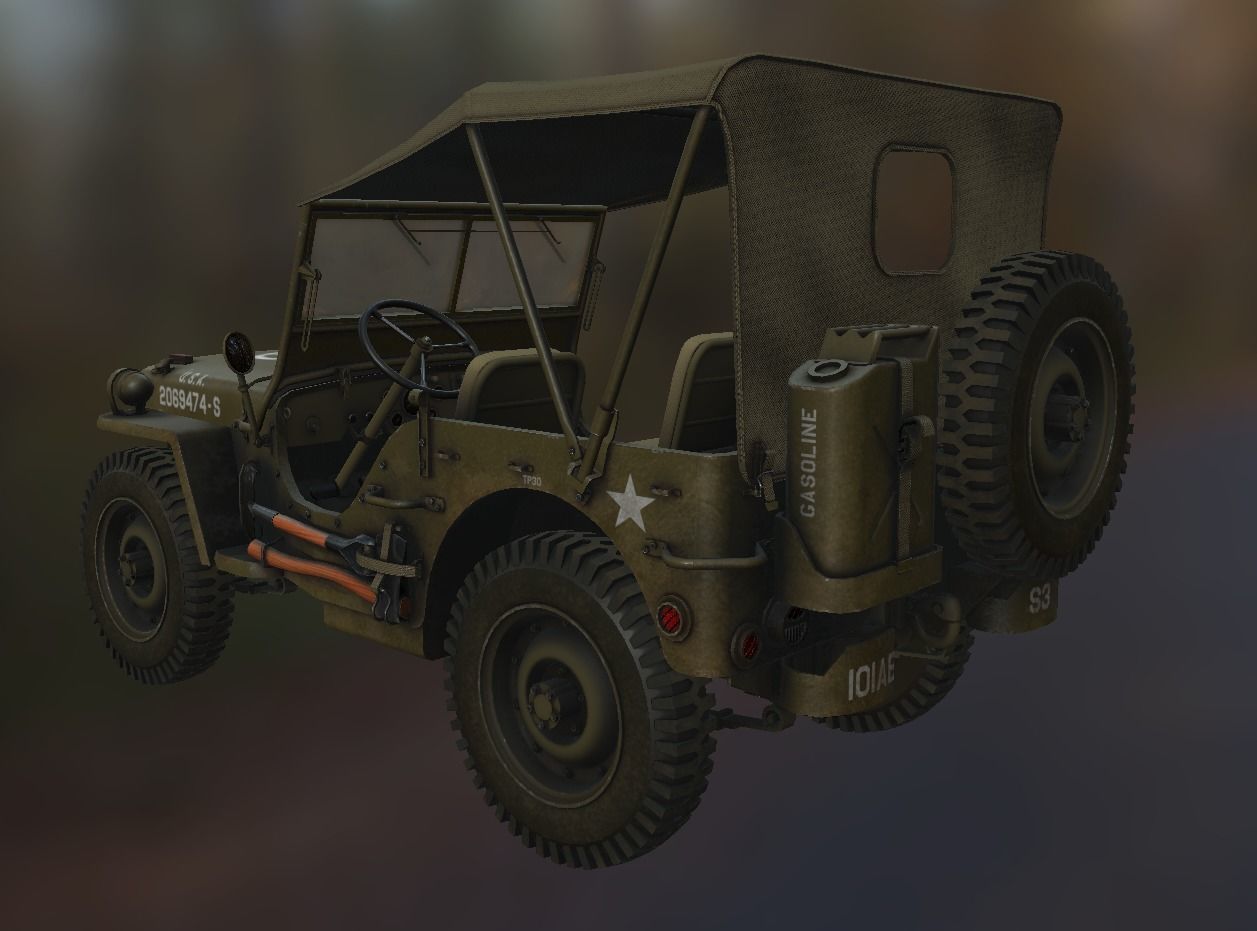 WW2 Jeep Low-poly 3D model_3
