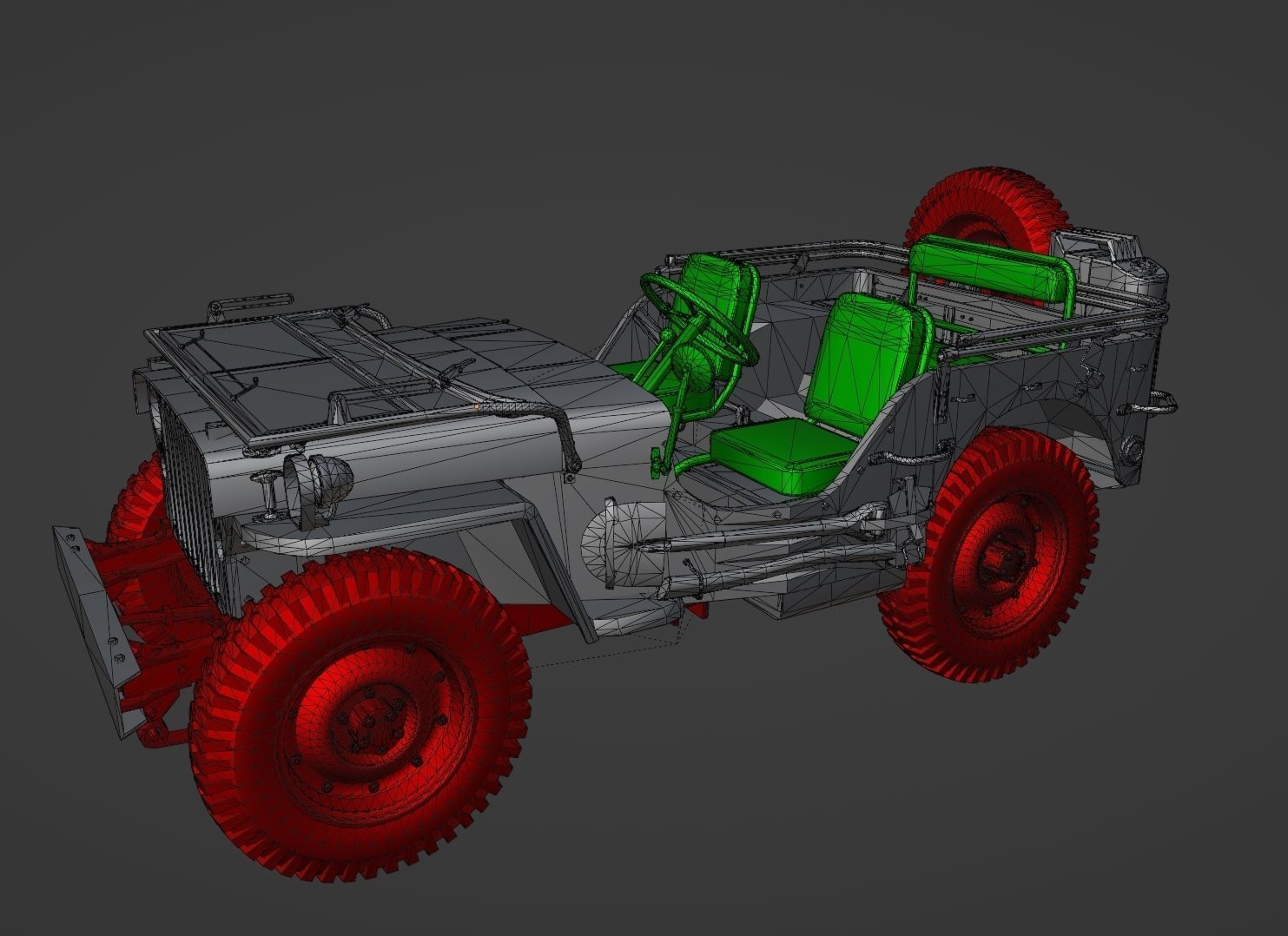 WW2 Jeep Low-poly 3D model_7