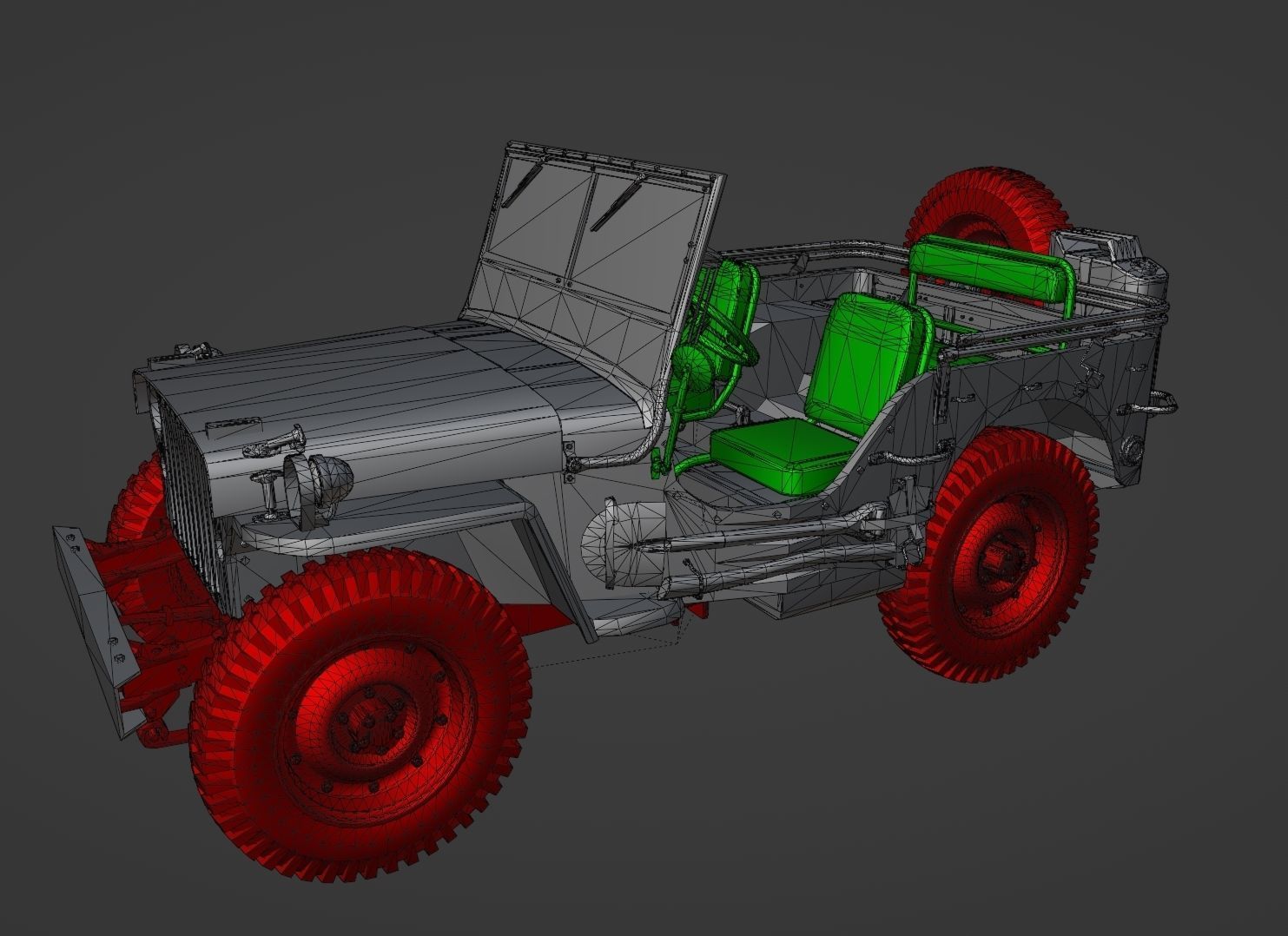 WW2 Jeep Low-poly 3D model_6