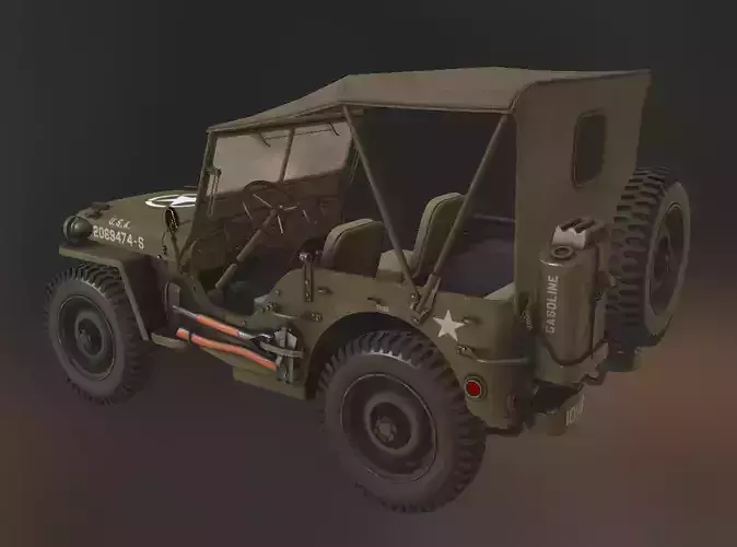 WW2 Jeep Low-poly 3D model