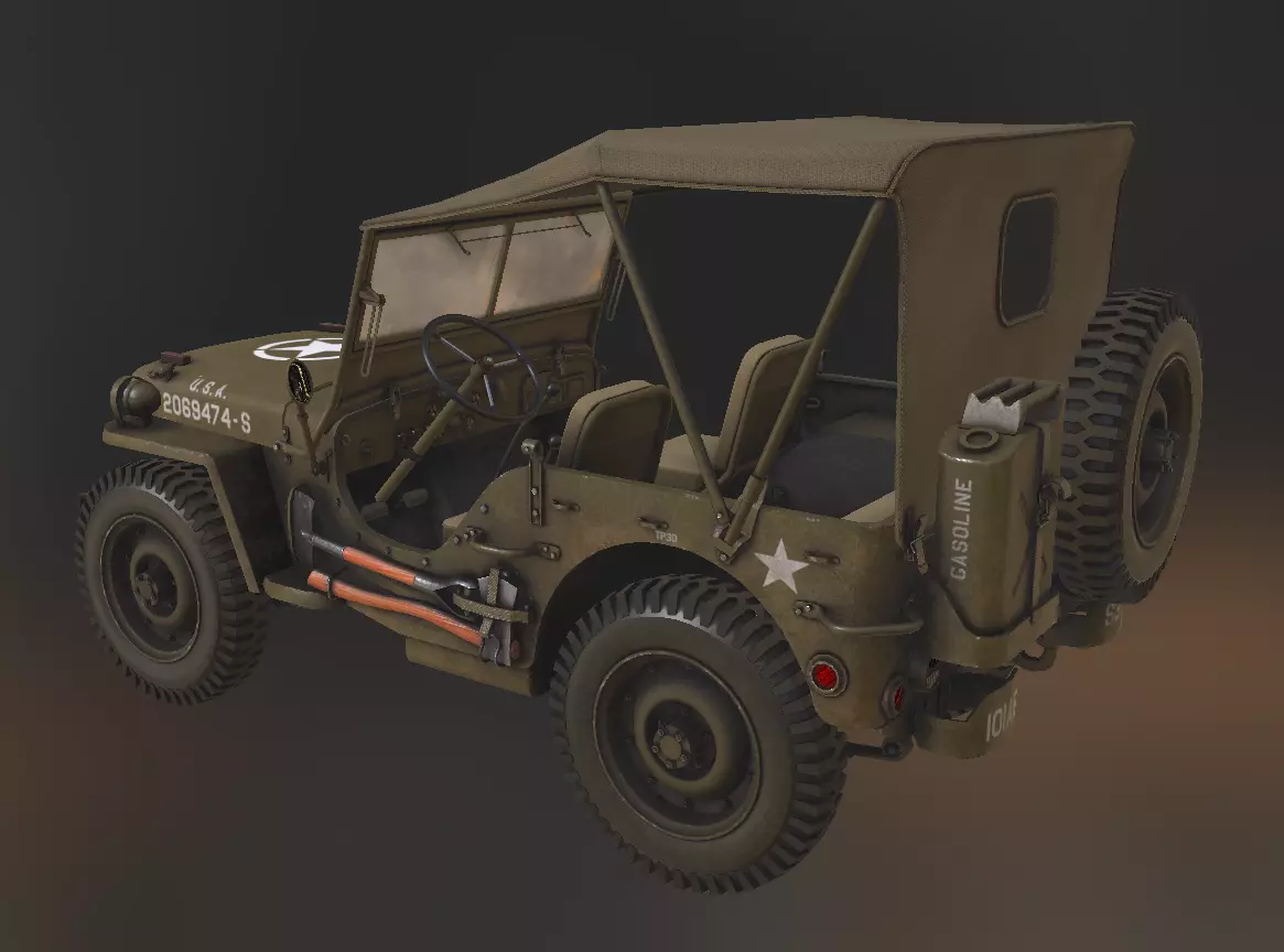 WW2 Jeep Low-poly 3D model_0