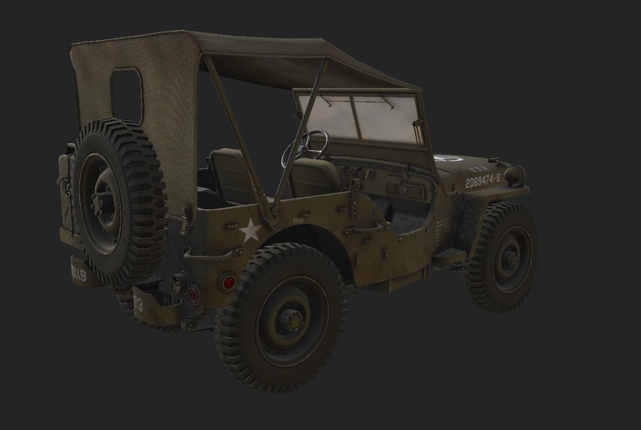 WW2 Jeep Low-poly 3D model_2