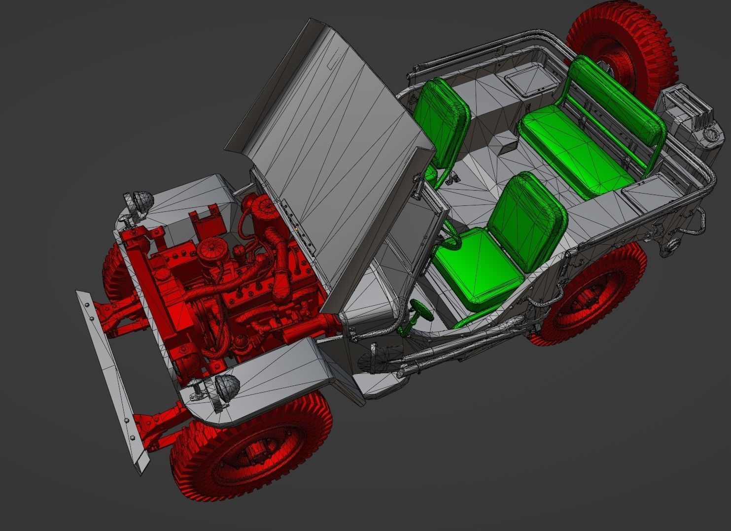 WW2 Jeep Low-poly 3D model_9
