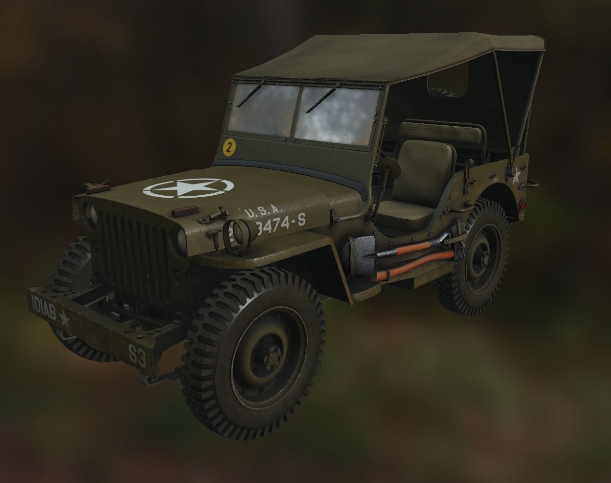WW2 Jeep Low-poly 3D model_1