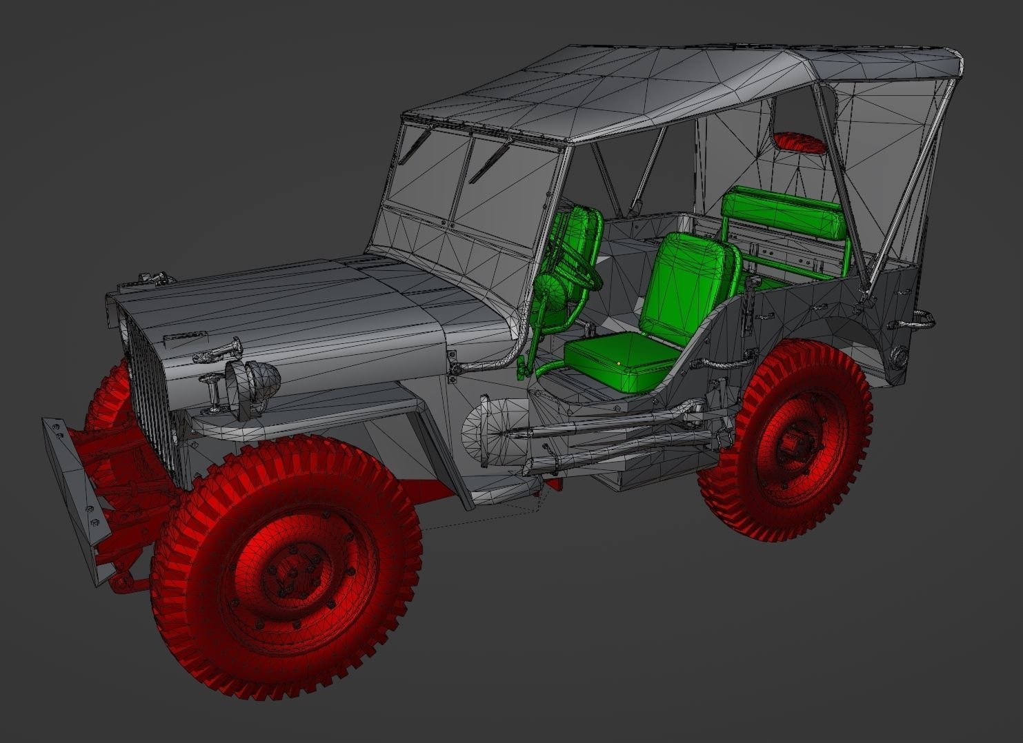 WW2 Jeep Low-poly 3D model_5