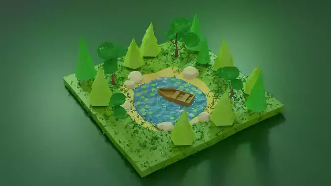Low Poly Forest Lake scene