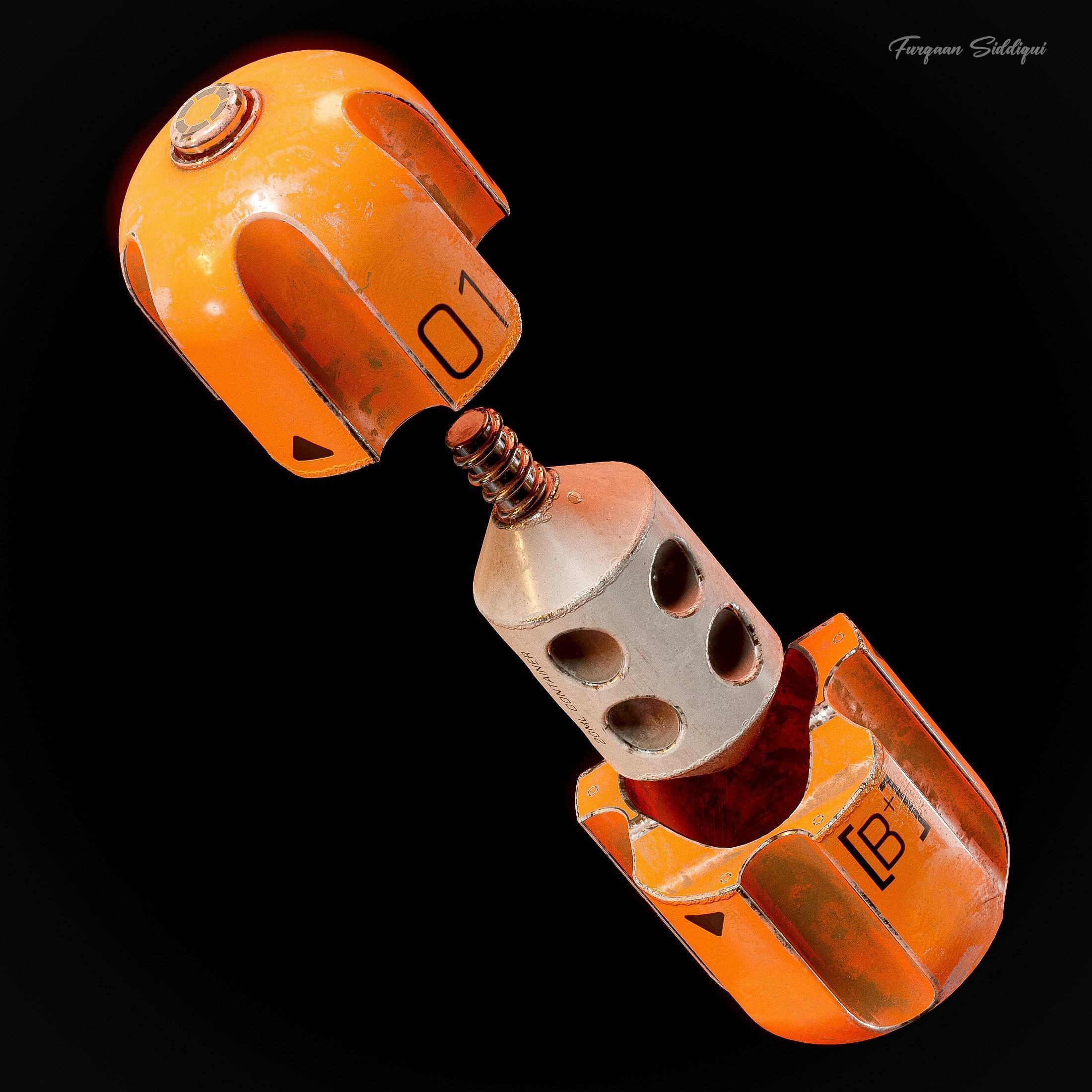 Sci-fi Smoke Capsule Grenade Low-poly 3D model_4