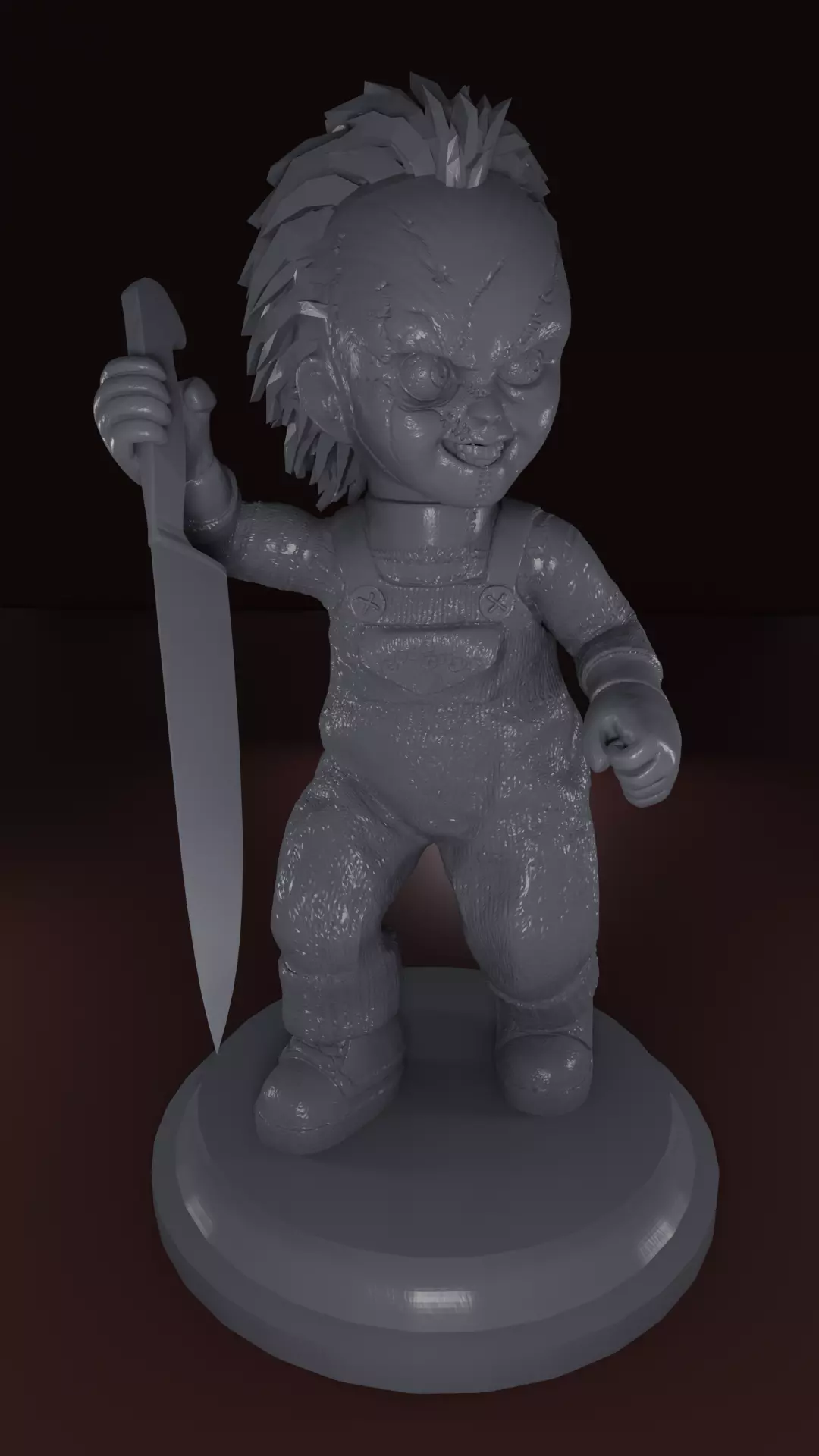 Chucky person with knife 3D print model
