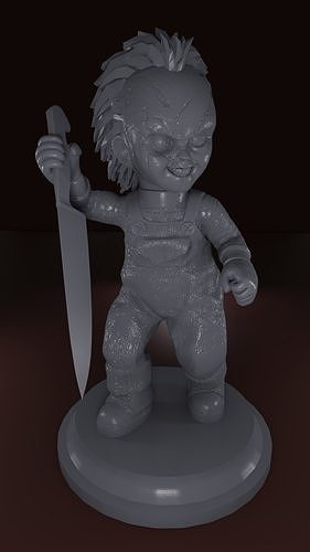 Chucky person with knife 3D print model