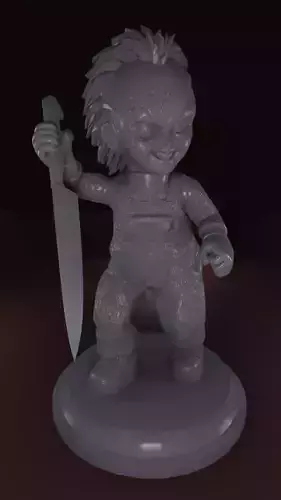 Chucky person with knife