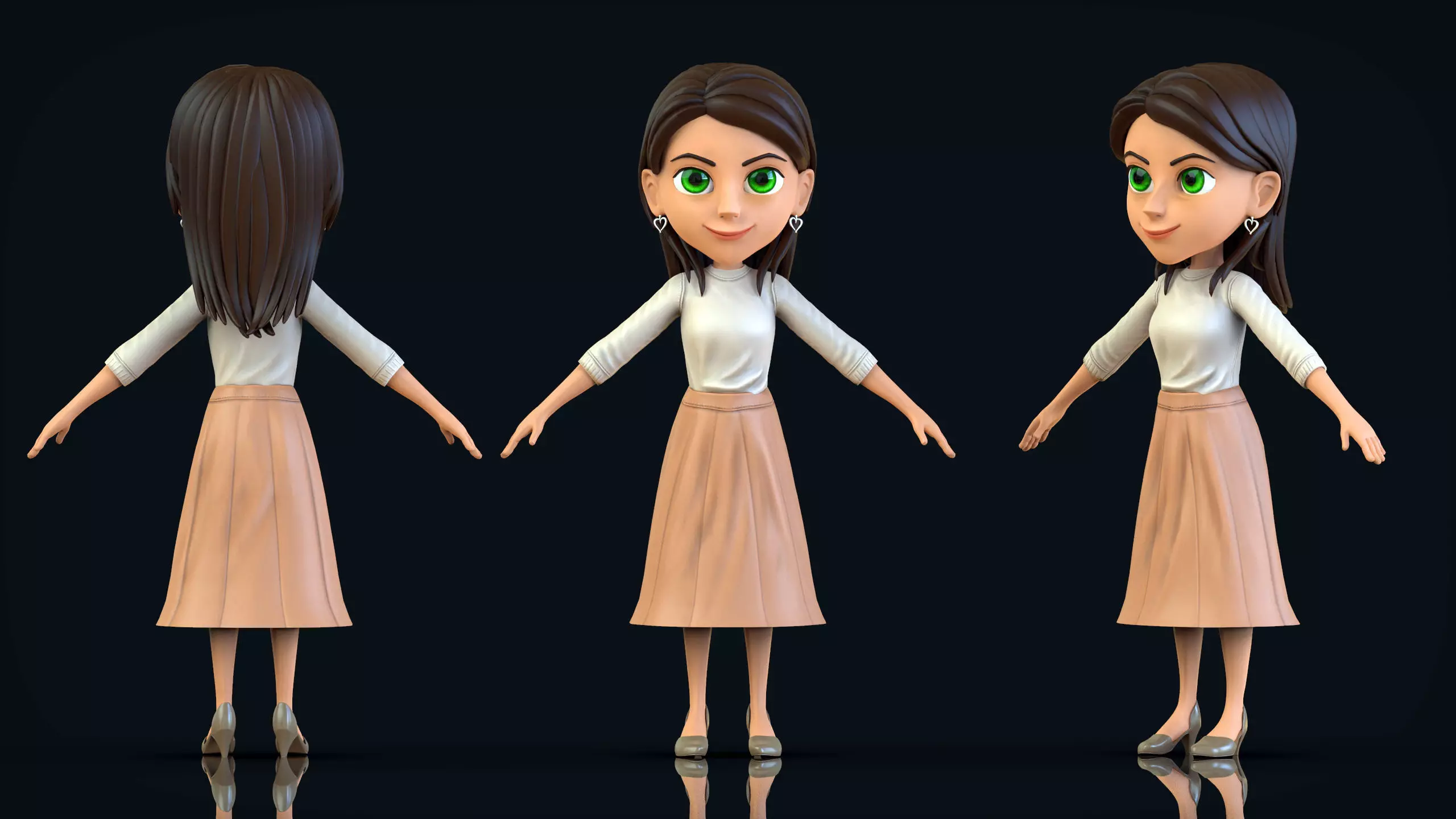 Cartoon Girl Free low-poly 3D model