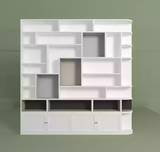 Bookshelf bookcase with shelves and drawers