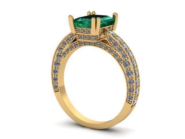 Ring Emerald Diamond 3D print model_1