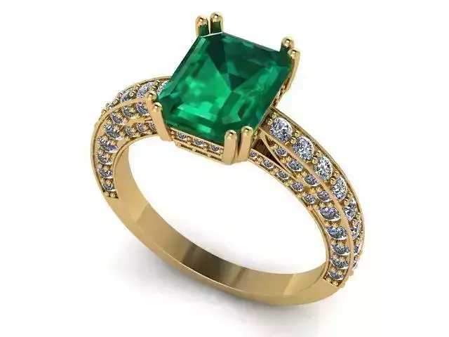 Ring Emerald Diamond 3D print model