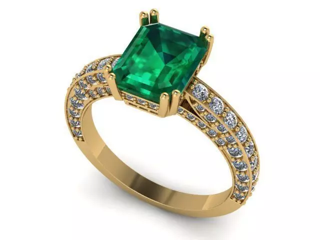Ring Emerald Diamond 3D print model_0