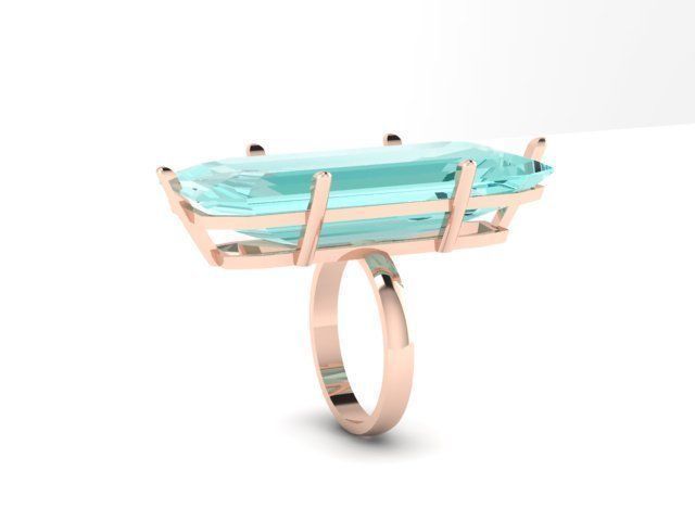 Ring Aquamarine 3D print model_2
