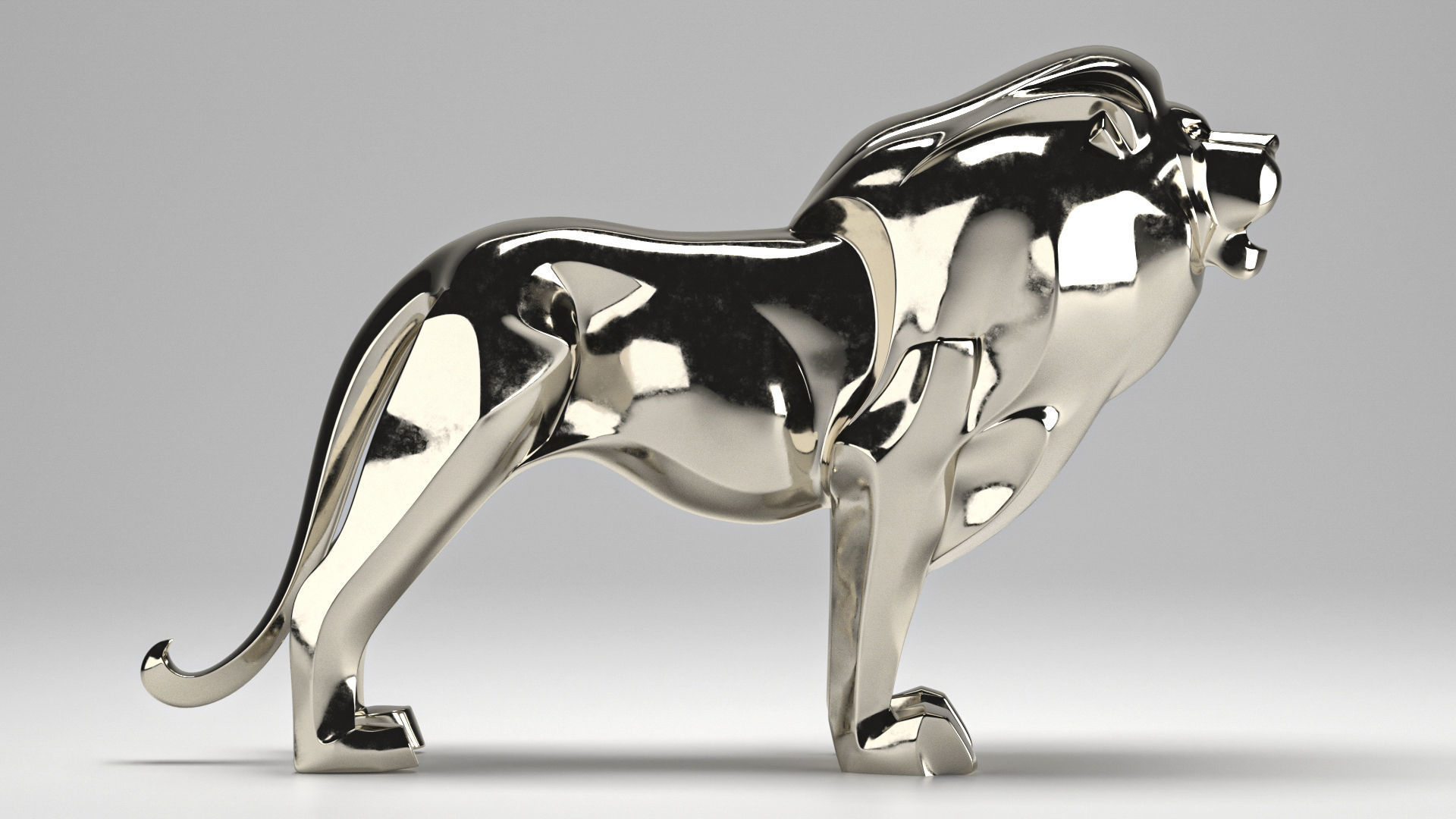 Lion sculpture 3D model_3