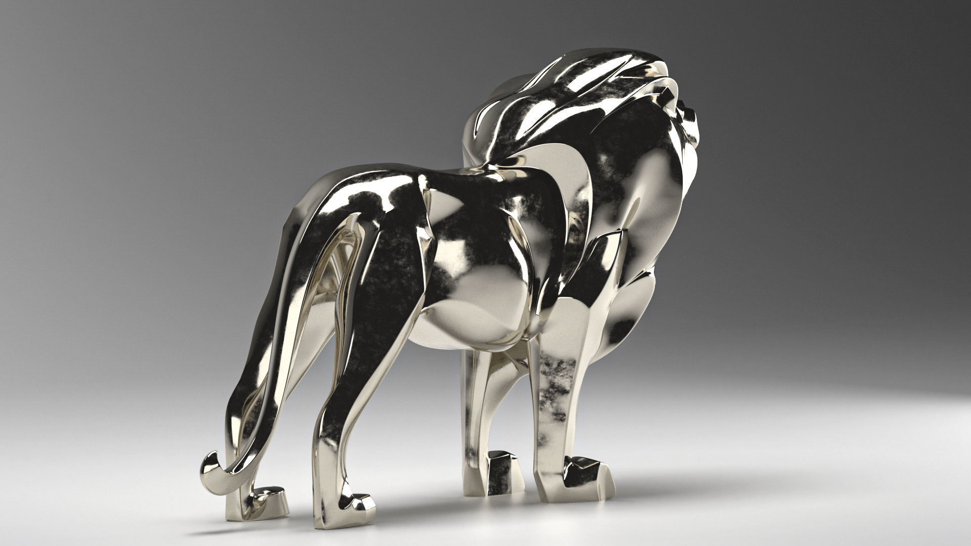 Lion sculpture 3D model_2