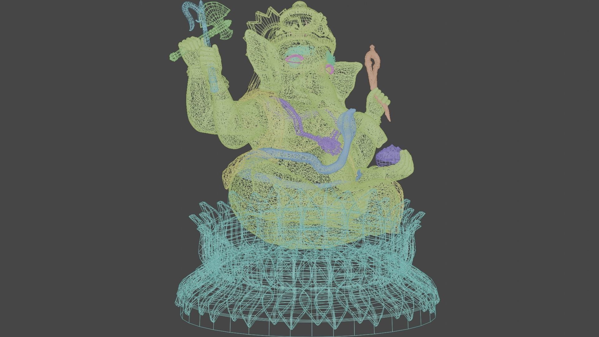 Lord Ganesha semi rigged model 3D with simple animation 3D model_18