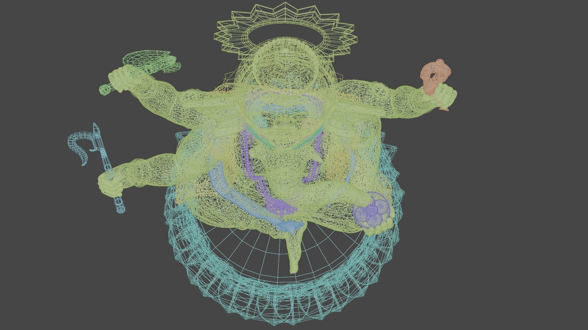 Lord Ganesha semi rigged model 3D with simple animation 3D model_21