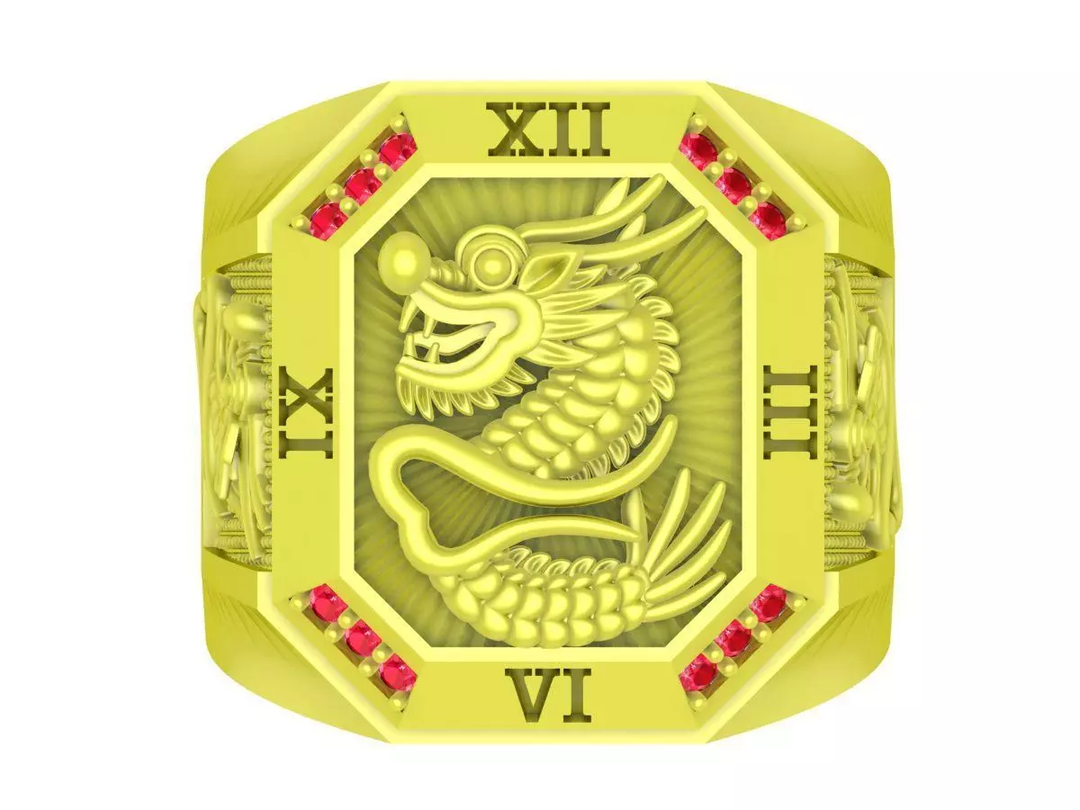 Luxury Dragon Roman Numeral Ring for Men 4049 3D print model