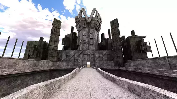 Fantastic Tower Bridge and Surrounding Scene Low-poly 3D model
