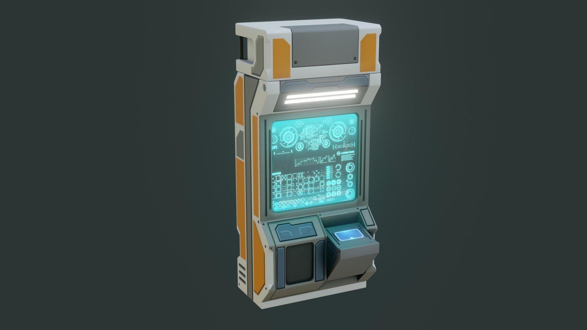 Sci-Fi Computer - Game Ready - PBR Low-poly 3D model_8